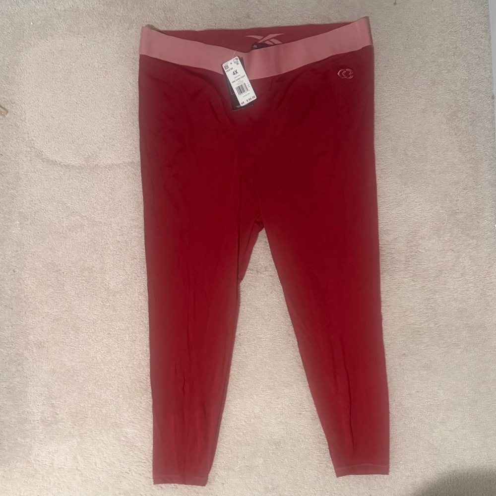 Reebok x Cardi B Women's Vibrant Red Leggings with Pink Waistband